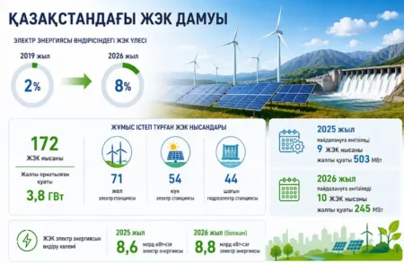 Жел мен күн қуаты: Қазақстанда 8,6 млрд кВт·сағ жасыл энергия өндірілді
