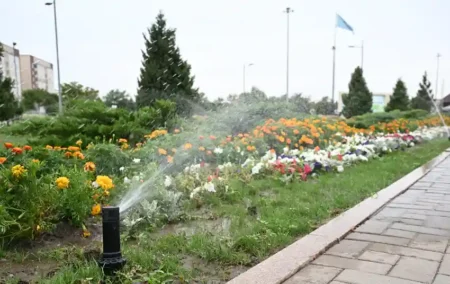 Талдықорғандағы саябақтар автоматты жүйемен суарылады суғару полив