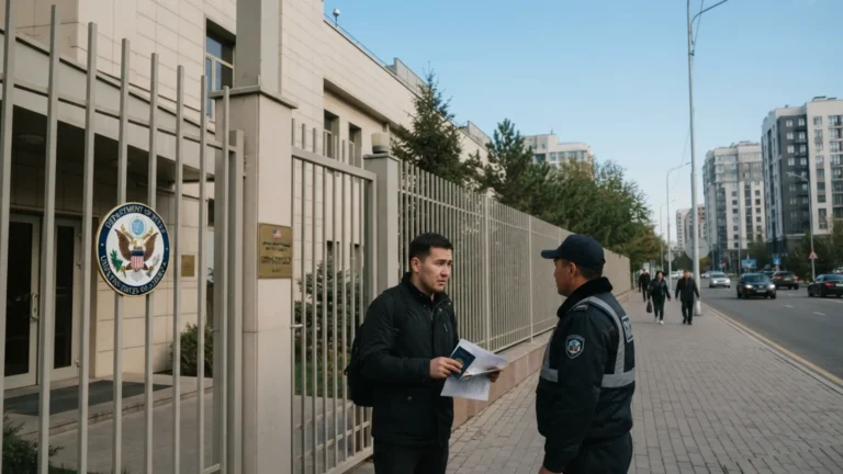 АҚШ қазақстандықтарға есігін жауып жатыр: виза беру екі есе азайды АҚШ қазақстандықтарға есігін жауып жатыр: виза беру екі есе азайды тақырыбы бойынша иллюстрациялық сурет