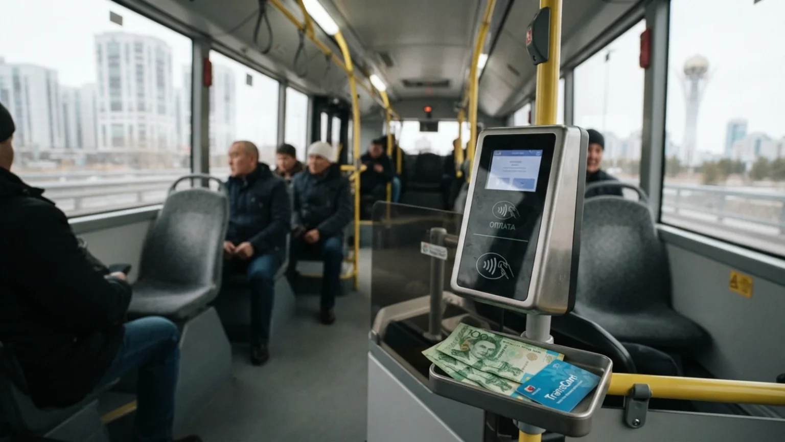 Астанада қоғамдық көлікте жол ақысын 150 теңгеге көтеру ұсынылды Астанада қоғамдық көлікте жол ақысын 150 теңгеге көтеру ұсынылды тақырыбы бойынша иллюстрациялық сурет
