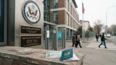 Иммиграция в США закрывается: казахстанцы столкнулись с рекордным обвалом виз Иммиграция в США закрывается: казахстанцы столкнулись с рекордным обвалом виз тақырыбы бойынша иллюстрациялық сурет