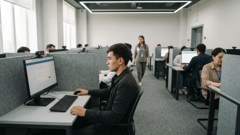 Қазақстанда көші-қон саласында онлайн тестілеу жүйесі енгізіліп жатыр тақырыбы бойынша иллюстрациялық сурет