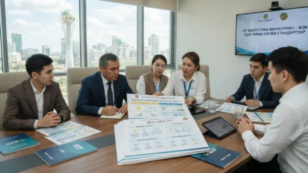 Қазақстанда жаңартылатын қуат көздеріне арналған алғашқы кәсіби стандарттар әзірленуде Қазақстанда жаңартылатын қуат көздеріне арналған алғашқы кәсіби стандарттар әзірленуде тақырыбы бойынша иллюстрациялық сурет