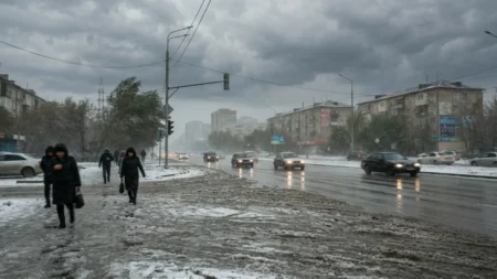 Қазақстанның 14 облысында қар, нөсер және көктайғақ: дауылды ескерту жарияланды Қазақстанның 14 облысында қар, нөсер және көктайғақ: дауылды ескерту жарияланды тақырыбы бойынша иллюстрациялық сурет